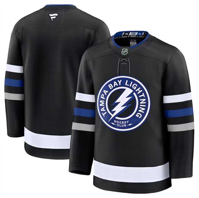 Mens Tampa Bay Lightning Custom Black 2024-25 Alternate Stitched Hockey Jersey